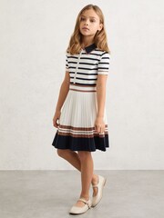 Reiss Ivory Ophelia Cotton Collared Stripe Knit Dress - Image 2 of 4