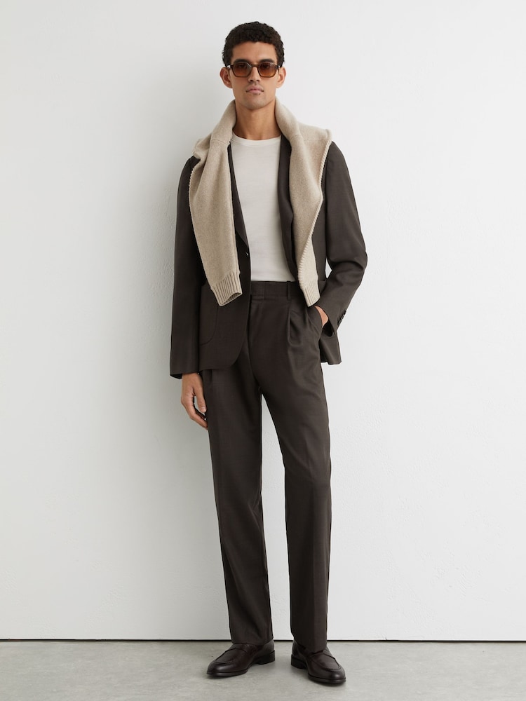 Reiss Brown Richard Suit Trousers - Image 1 of 6