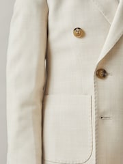 Reiss Stone Belmont J 3-9 yrs Double-Breasted Textured Blazer With Wool - Image 3 of 5