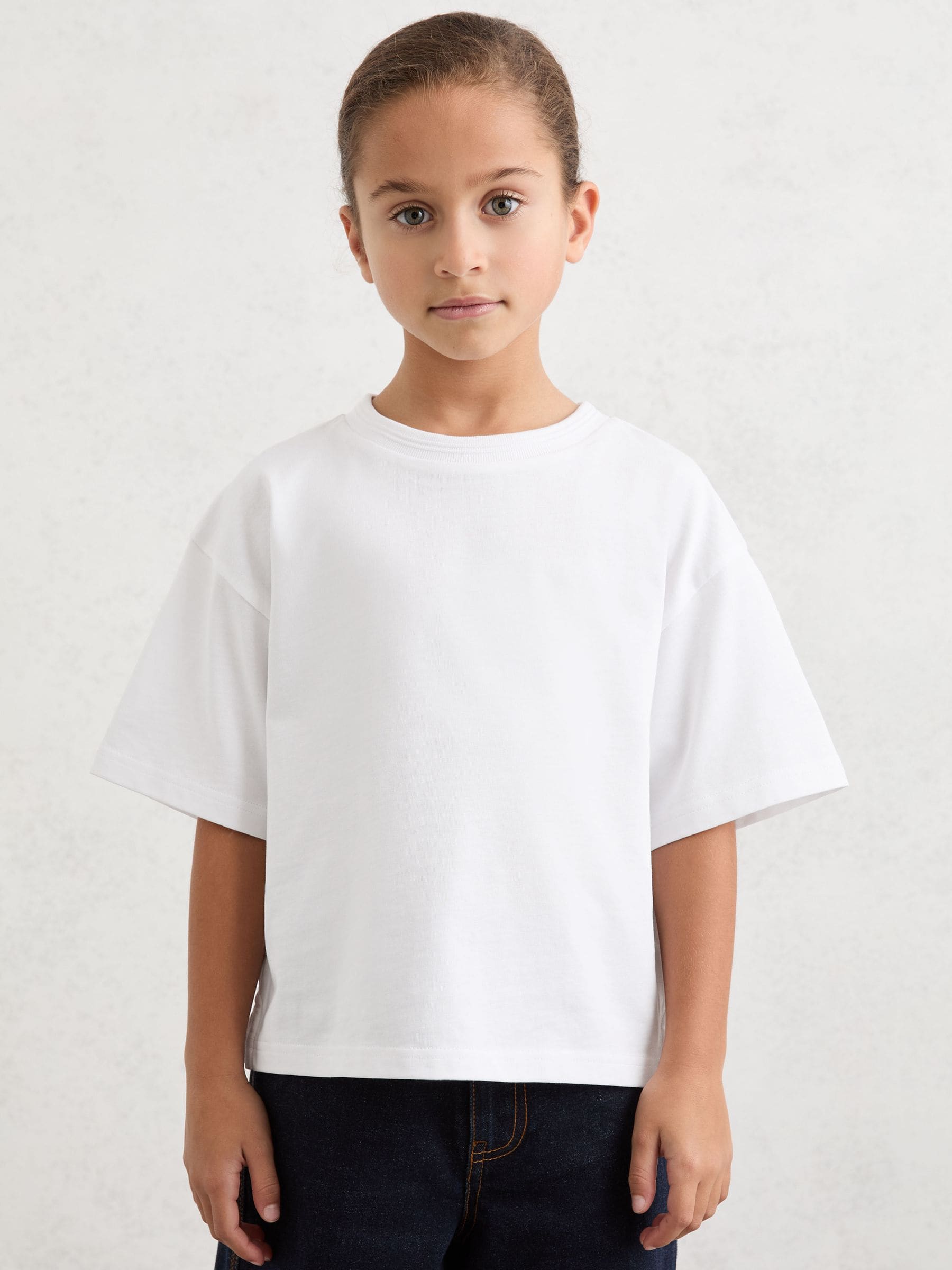 Buy Reiss Ivory Bonnie 13-14 yrs Cotton Ribbed-Neck Oversized T