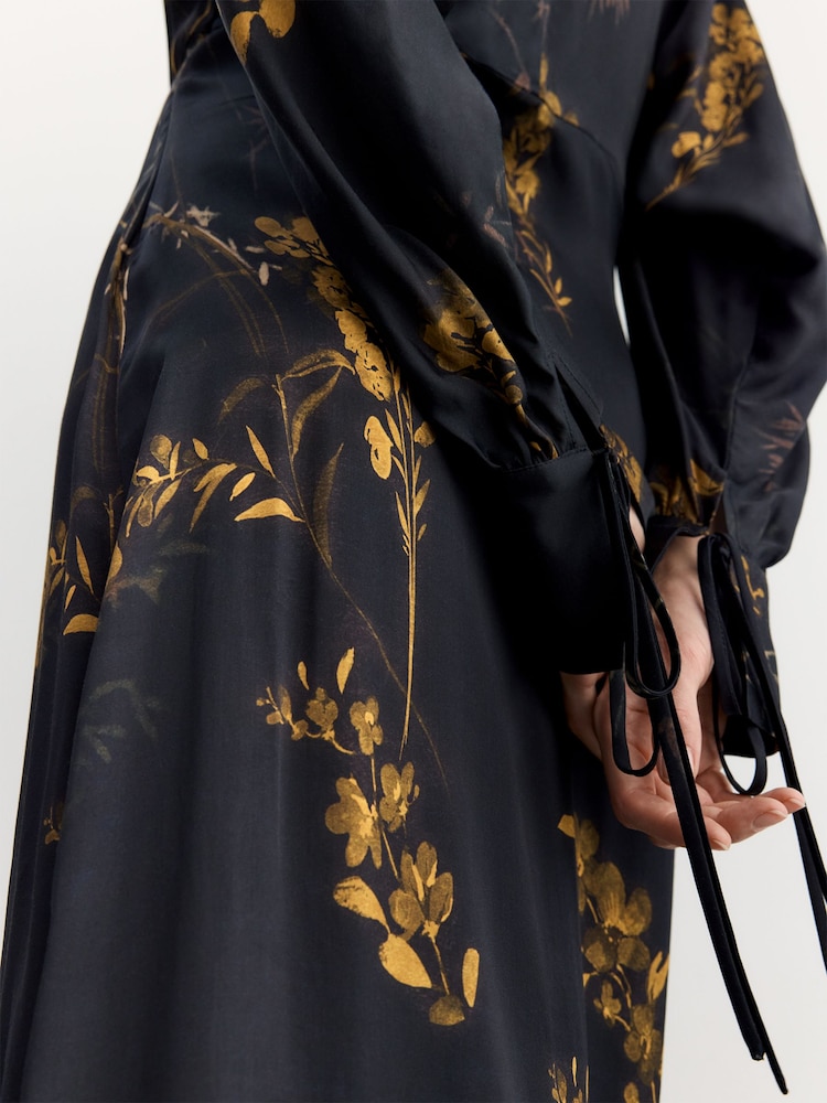 Buy BHOEM Black Satin Floral Print Kimono Midi Dress from Next Jordan Buy BHOEM Black Satin Floral Print Kimono Midi Dress from Next Jordan