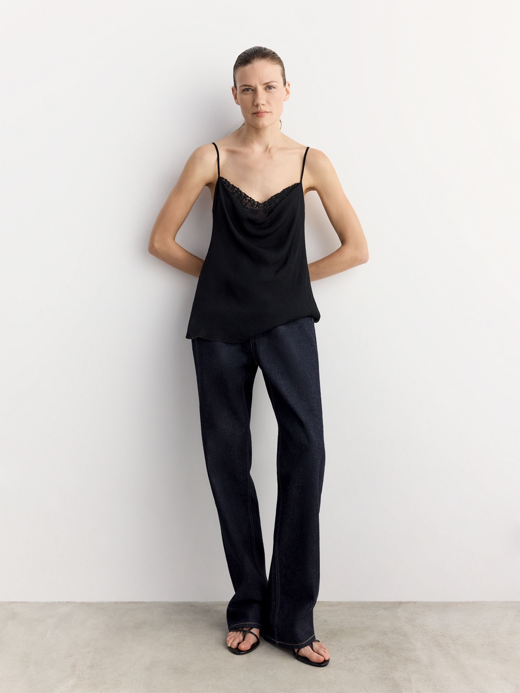 Buy BHOEM Black Drape Embroidered Cami Top from Next Netherlands