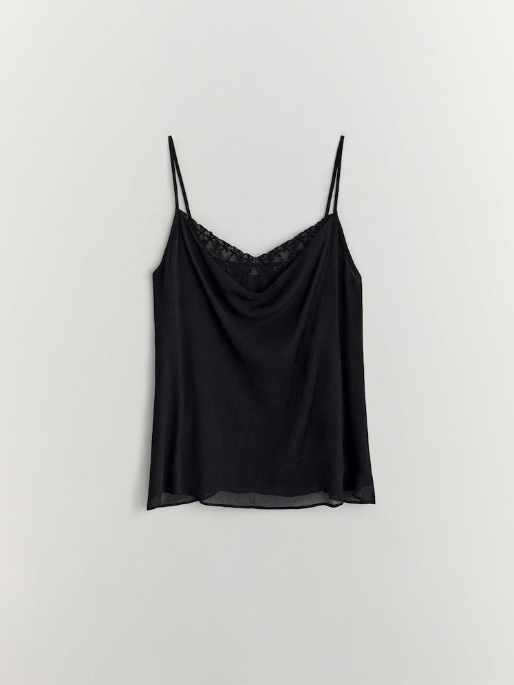 BHOEM Draped Embroidered Lingerie Black Top - Image 6 of 6