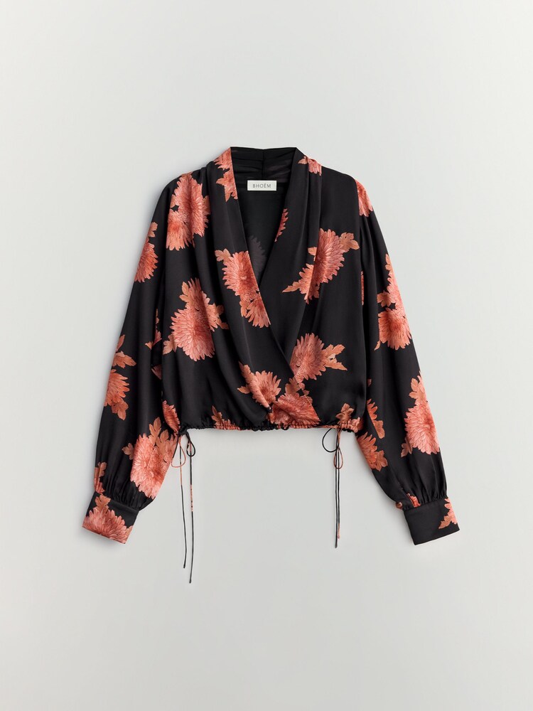 BHOEM Pink Floral Satin Long Sleeve Blouse - Image 5 of 5