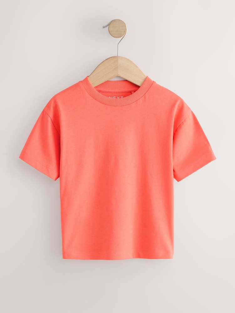 Coral Pink Short Sleeve Plain T-Shirt (3mths-7yrs) - Image 1 of 4
