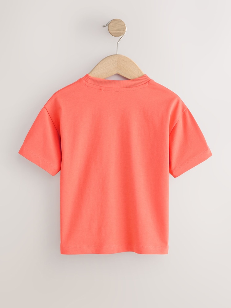Coral Pink Short Sleeve Plain T-Shirt (3mths-7yrs) - Image 2 of 4