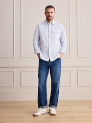 Blue Denim Straight Fit Signature Selvedge Denim Jeans - Image 3 of 7