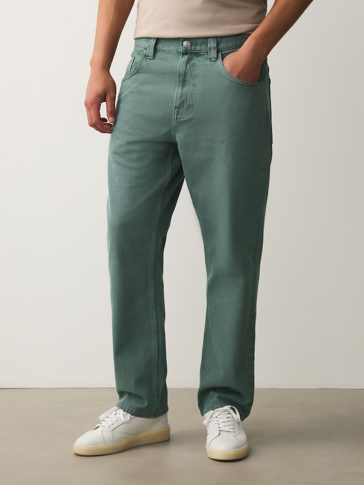 Sage Green Straight Fit Jeans - Image 1 of 8