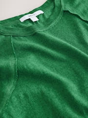 Green Raw Seam Detail Short Capped Sleeve T-Shirt - Image 2 of 3