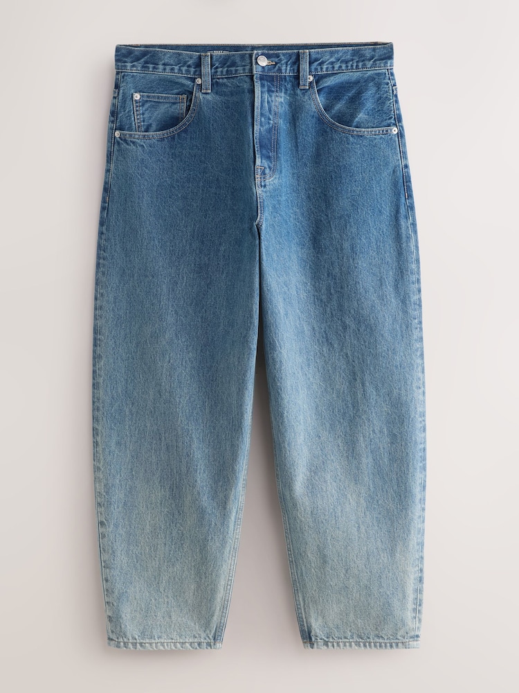 Faded Blue Barrel Fit Jeans - Image 1 of 3
