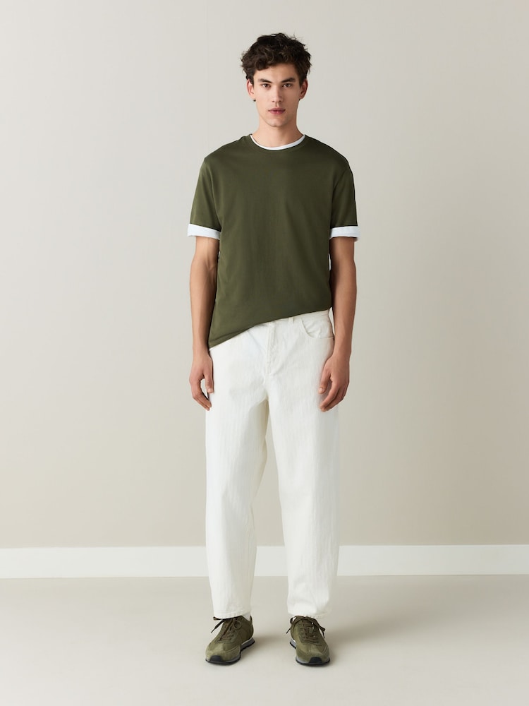 Ecru White Barrel Fit N. Premium Denim Jeans - Image 2 of 9