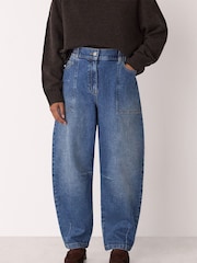 Whistles Blue Petite Elasticated Waist Barrel Jeans - Image 1 of 5