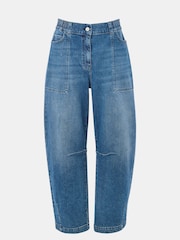Whistles Blue Petite Elasticated Waist Barrel Jeans - Image 5 of 5