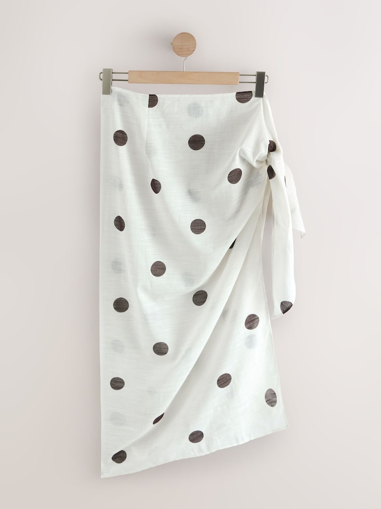 Monochrome Polka Dot Maxi Length Sarong - Image 1 of 8
