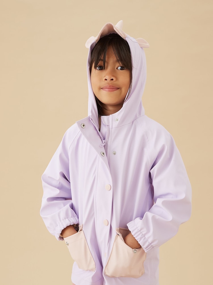 MORI Lilac Purple Unicorn Lined Waterproof Coat - Image 1 of 7 MORI Lilac Purple Unicorn Lined Waterproof Coat - Image 1 of 7