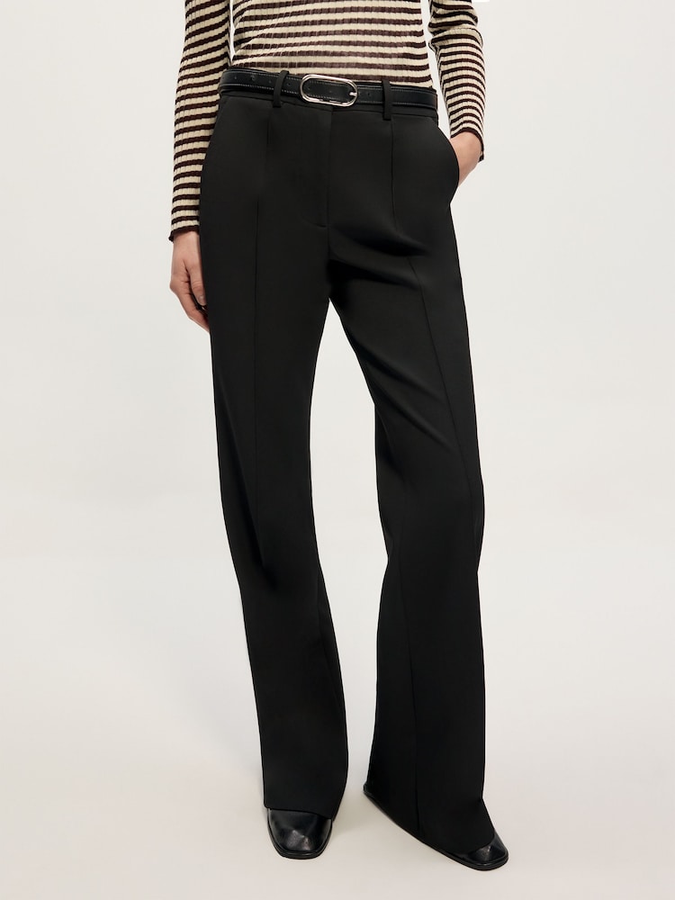 BHOEM Black Stretch Pintuck Flare Trousers - Image 1 of 8
