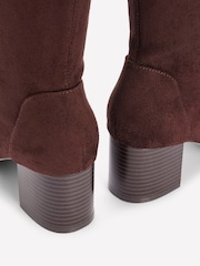 Boden Brown Stretch Knee Heel Boots - Image 4 of 4