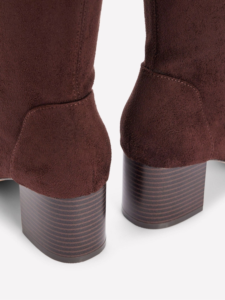 Boden Brown Stretch Knee Heel Boots - Image 4 of 4