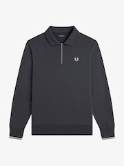 Fred Perry Black 1/4 Zip Sweatshirt - Image 1 of 2