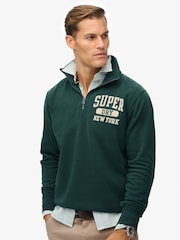 Superdry Green Vintage Athletic Zip Half-Zip Jumper - Image 1 of 6