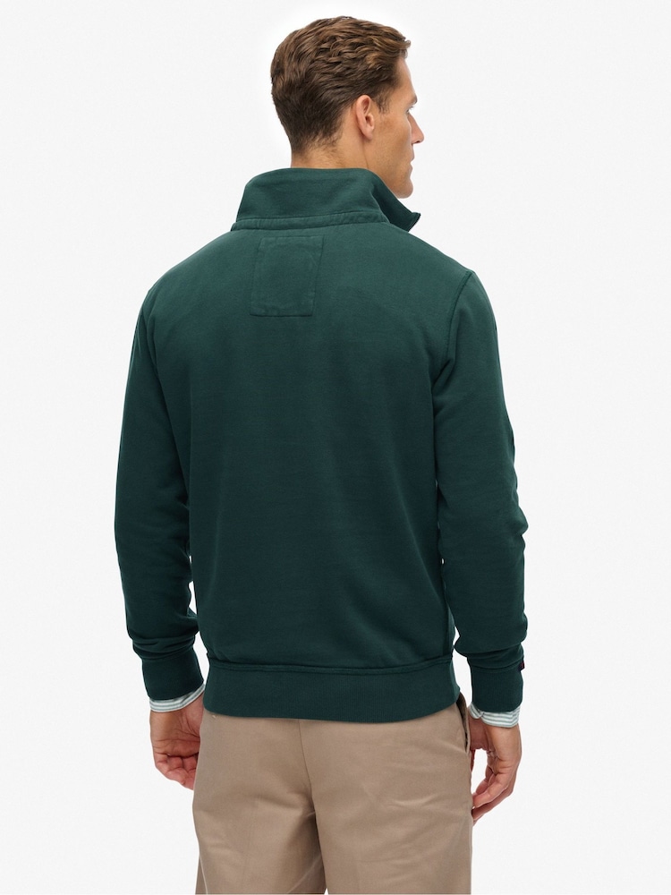 Superdry Green Vintage Athletic Zip Half-Zip Jumper - Image 2 of 6