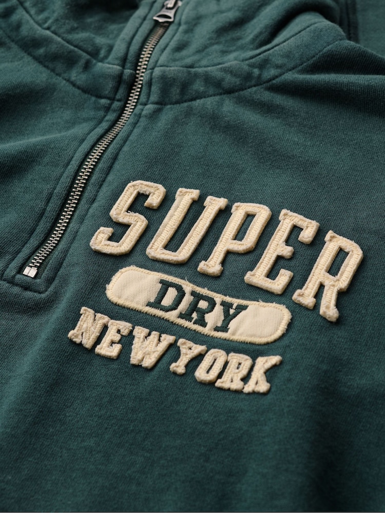 Superdry Green Vintage Athletic Zip Half-Zip Jumper - Image 6 of 6