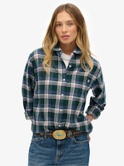 Superdry Green Check Flannel Boyfriend Shirt - Image 1 of 7
