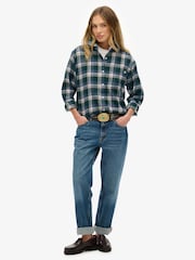 Superdry Green Check Flannel Boyfriend Shirt - Image 3 of 7