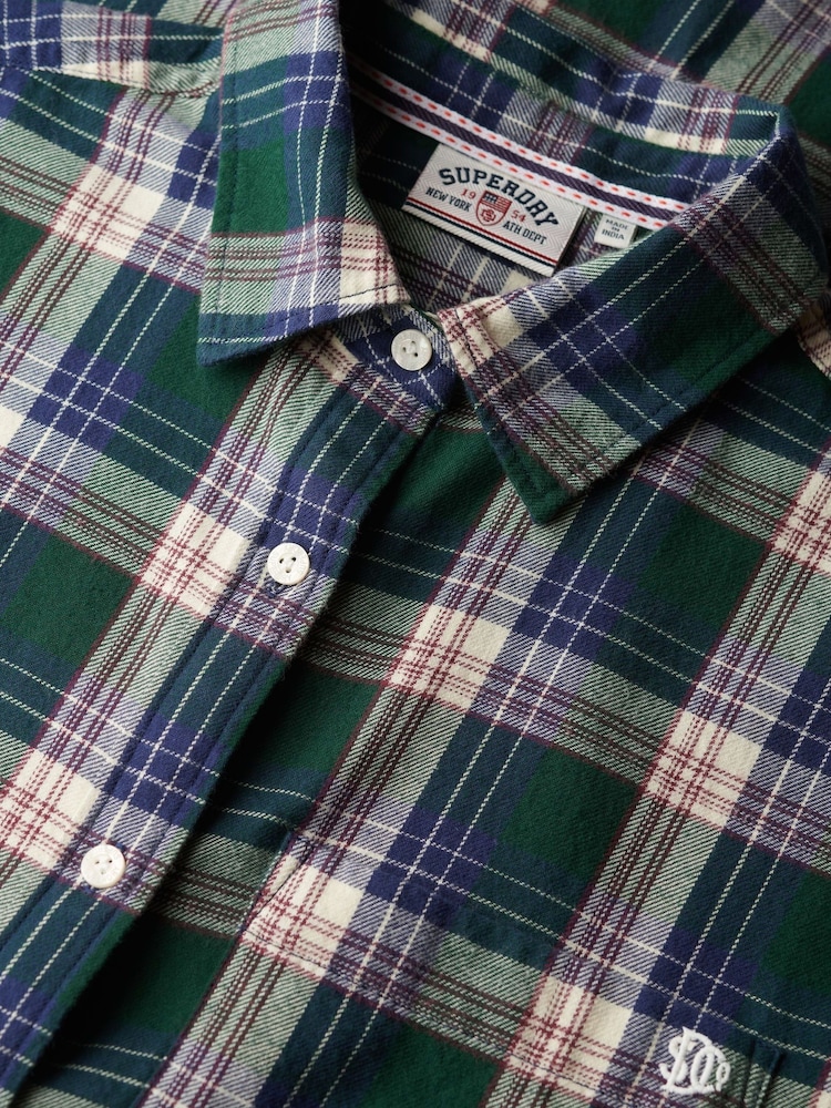 Superdry Green Check Flannel Boyfriend Shirt - Image 7 of 7 Superdry Green Check Flannel Boyfriend Shirt - Image 7 of 7