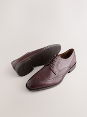 Burgundy Red Leather Embossed Brogue Shoes - Image 4 of 5