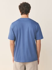 Blue Mid Regular Fit Essential Crew Neck Cotton T-Shirt - Image 2 of 8