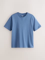 Blue Mid Regular Fit Essential Crew Neck Cotton T-Shirt - Image 6 of 8