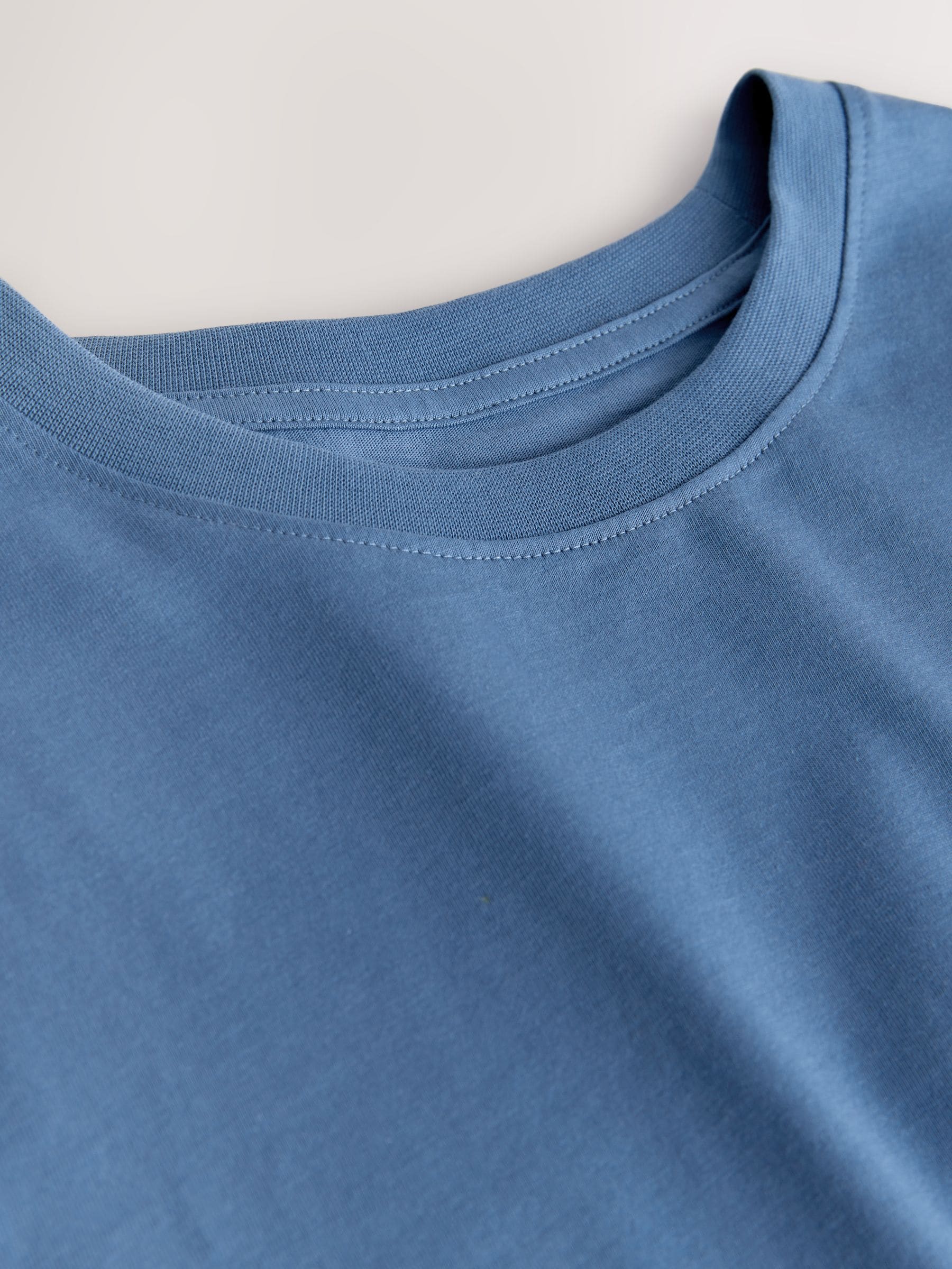 Buy Blue Mid Regular Fit Essential Crew Neck Cotton T-Shirt from