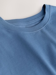 Blue Mid Regular Fit Essential Crew Neck Cotton T-Shirt - Image 7 of 8