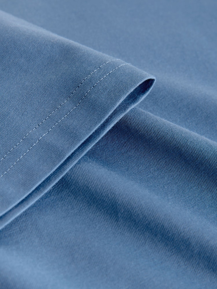 Blue Mid Regular Fit Essential Crew Neck Cotton T-Shirt - Image 8 of 8 Blue Mid Regular Fit Essential Crew Neck Cotton T-Shirt - Image 8 of 8