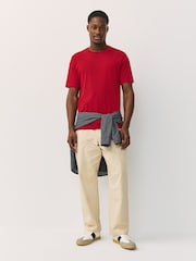 Red Regular Fit Essential Crew Neck Cotton T-Shirt - Image 3 of 7