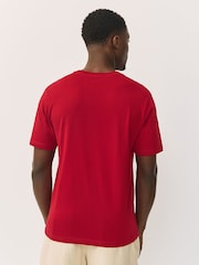 Red Regular Fit Essential Crew Neck Cotton T-Shirt - Image 4 of 7