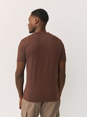 Brown Chocolate Slim Fit Essential Crew Neck Cotton T-Shirt - Image 2 of 7