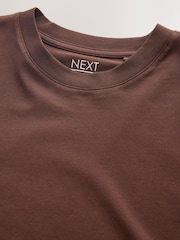 Brown Chocolate Slim Fit Essential Crew Neck Cotton T-Shirt - Image 6 of 7