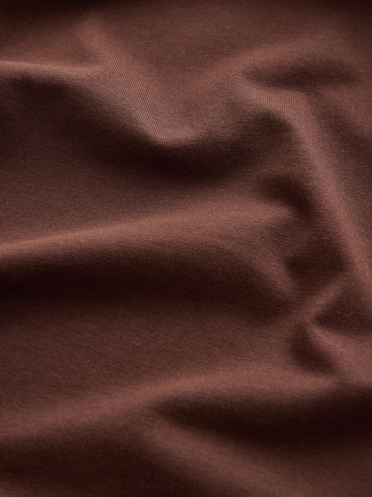 Brown Chocolate Slim Fit Essential Crew Neck Cotton T-Shirt - Image 7 of 7