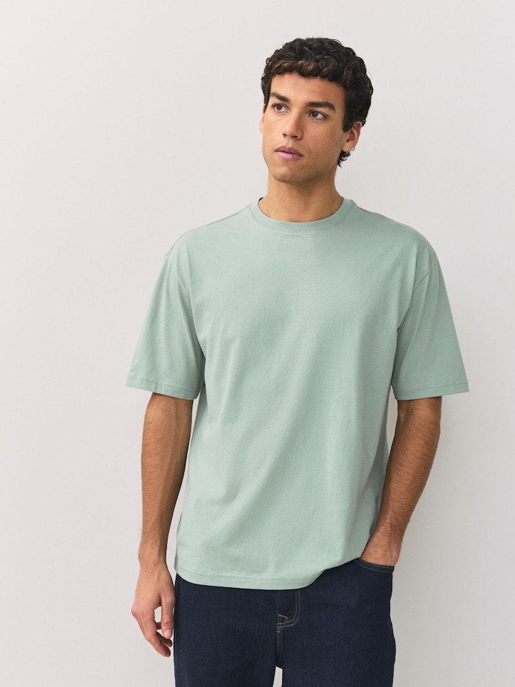 Mint/Lilac/Ecru/Coral/Blue Essential Cotton T-Shirts Relaxed Fit 5 Pack - Image 11 of 11
