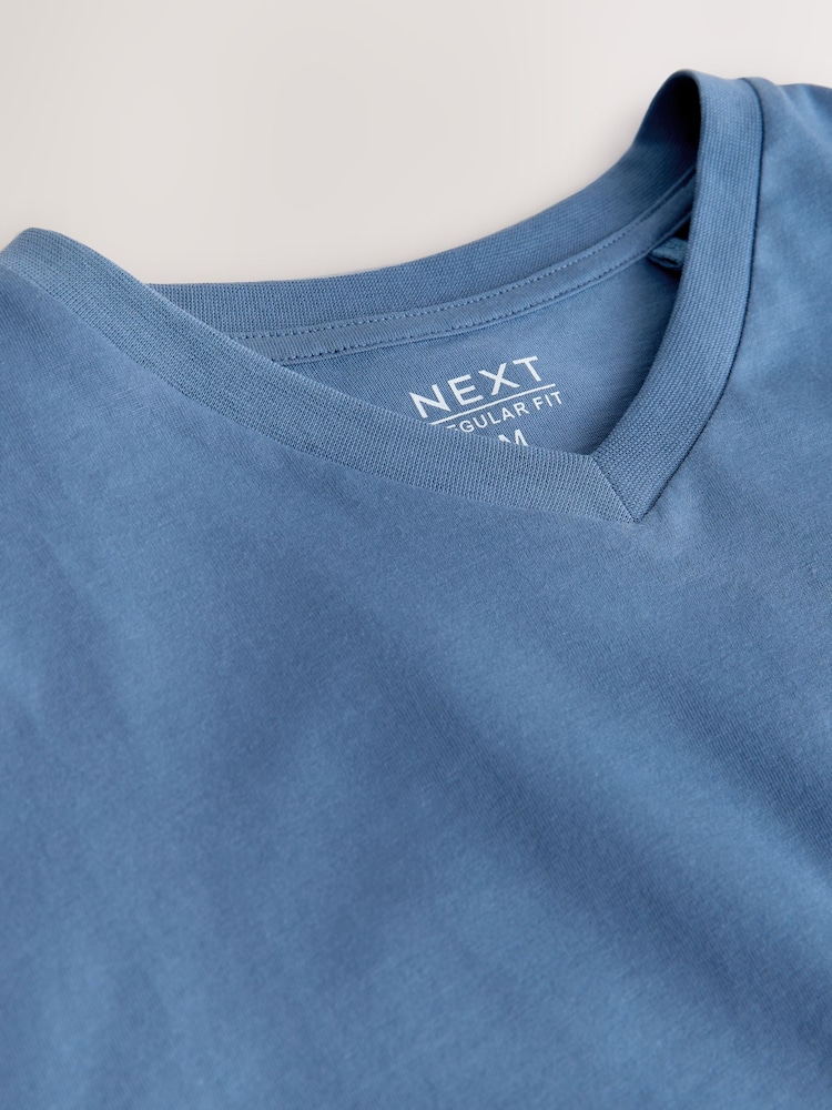Blue Mid Regular Fit Essential V-Neck T-Shirt - Image 7 of 7