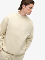 Superdry Cream Blank Oversized Crew Sweattop - Image 1 of 7