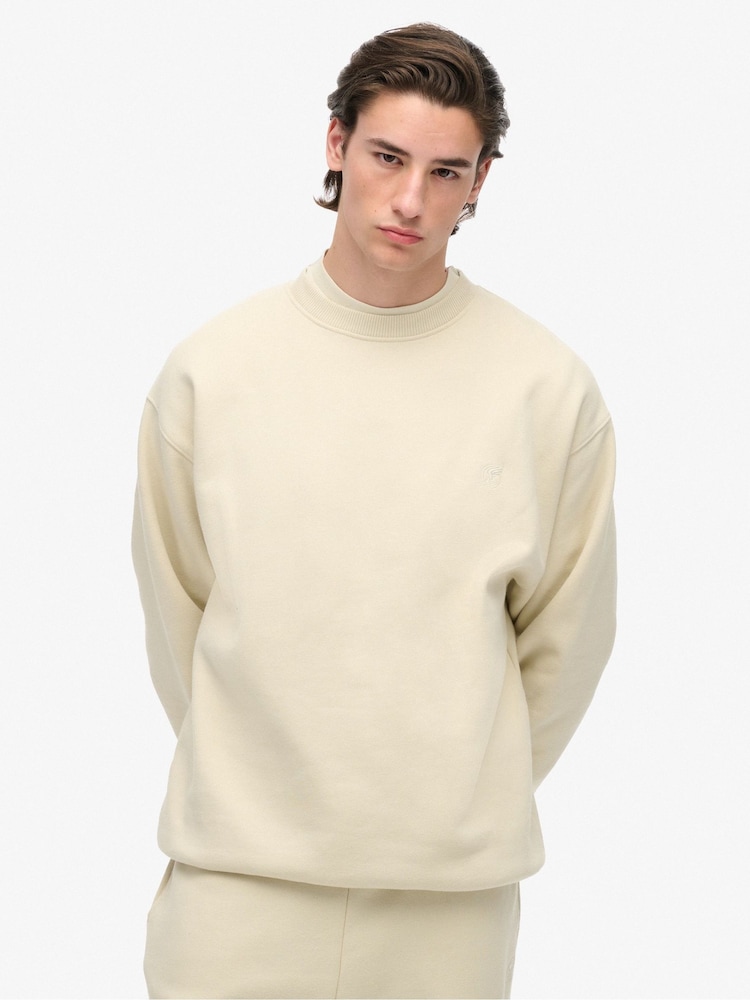 Superdry Cream Blank Oversized Crew Sweattop - Image 2 of 7