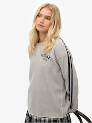 Superdry Grey Athletic Essentials Graphic Long Sleeve Top - Image 1 of 6