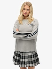 Superdry Grey Athletic Essentials Graphic Long Sleeve Top - Image 2 of 6
