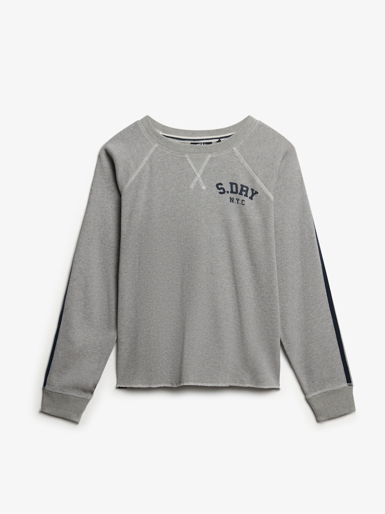 Superdry Grey Athletic Essentials Graphic Long Sleeve Top - Image 6 of 6