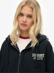 Superdry Blue Athletic Essentials Relaxed Zip Hoodie - Image 5 of 6
