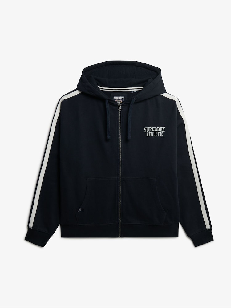 Superdry Blue Athletic Essentials Relaxed Zip Hoodie - Image 6 of 6