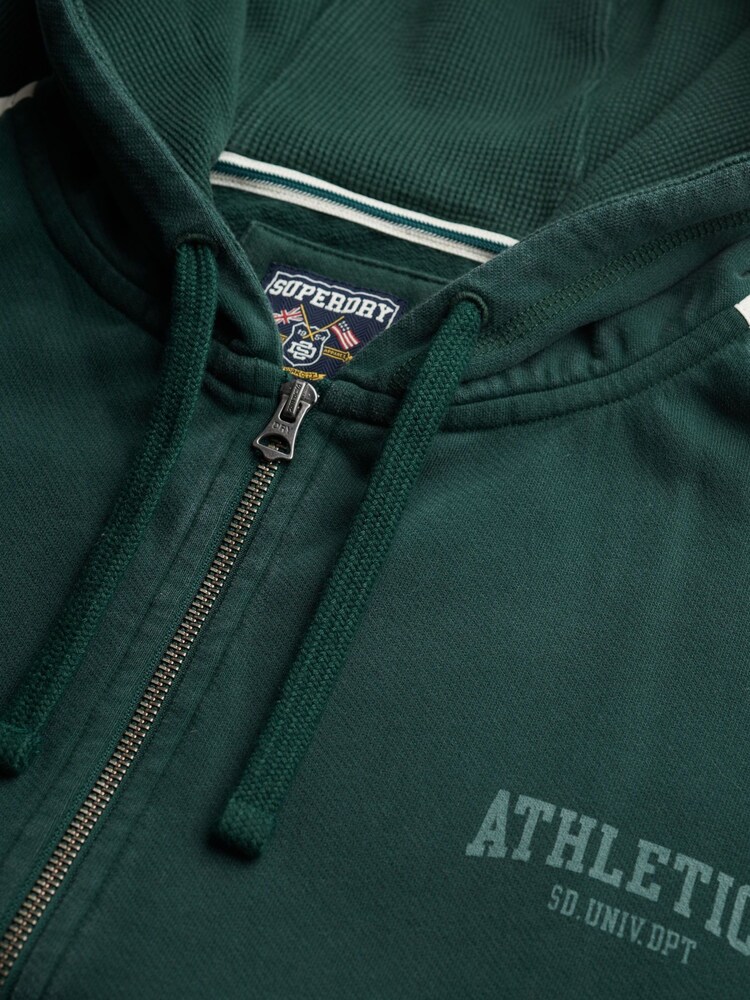 Superdry Green Athletic Essentials Relaxed Zip Hoodie - Image 7 of 7